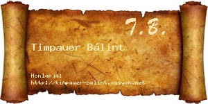 Timpauer Bálint névjegykártya